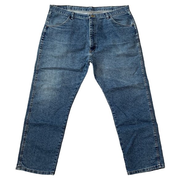 Wrangler Mens Authentic Jeans 42X30 Classic Fit Blue Denim Straight Leg 85900DW - Picture 1 of 11